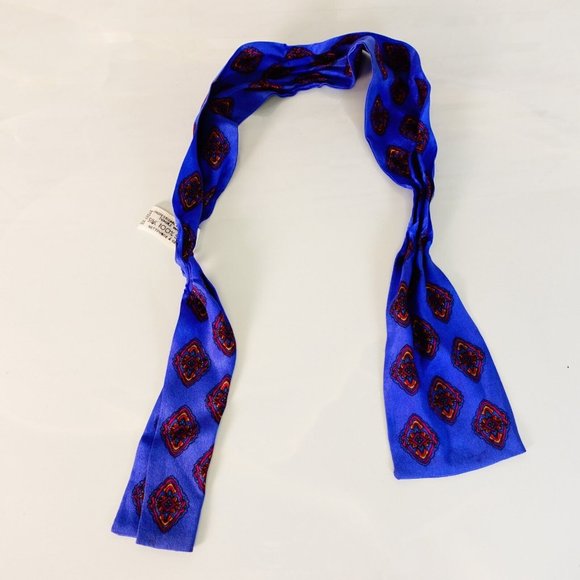 Liz Claiborne Silk Scarf‎ Twilly Blue Floral Wrap Shawl Boho Hawaiian - Picture 1 of 7